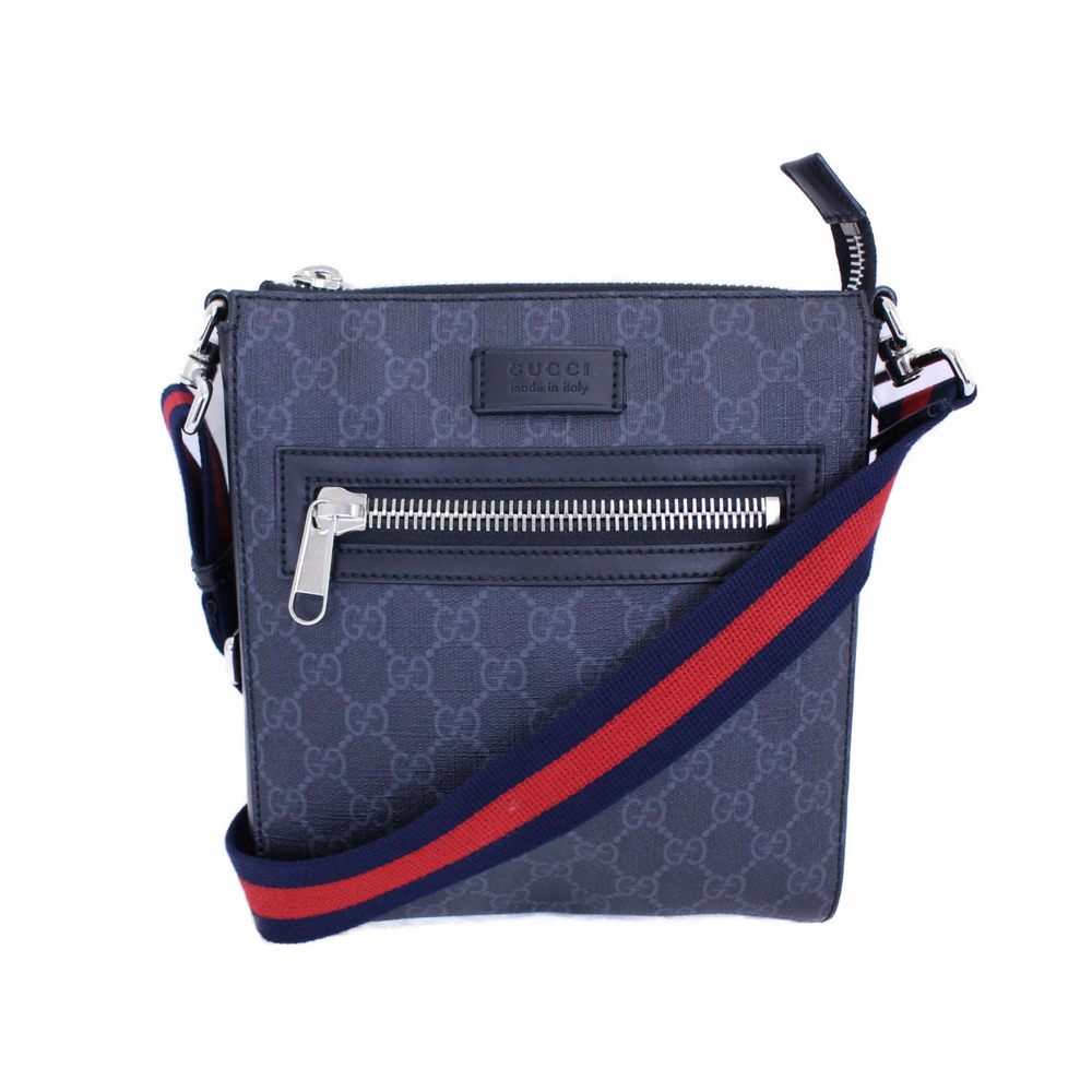 GUCCI GG Supreme Messenger Bag Shoulder Black Gray